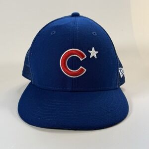 New Era Chicago‎ Cubs Fitted Baseball Mesh On-Field Cap Hat 7 1/4 Blue Floral